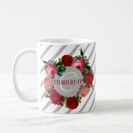 Monogrammname des Personalisierten Blumenmusters Kaffeetasse