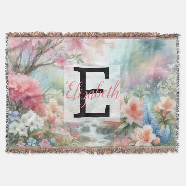 Monogrammname des Vintagen Aquarellblumenparks Decke (Vorderseite)