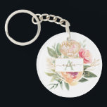 Monogrammname für die Blume "Peony" und "Gold" Schlüsselanhänger<br><div class="desc">Dieser individuell anpassbare Schlüsselring wurde für die Koordination mit unserer Kollektion Peony und Gold Bloom Monogram entwickelt und bietet herrliche Rosa- und Goldpeony-Blume mit grünem Blattwerk. Für eine weiter gehende Anpassung dieses Designs klicken Sie bitte auf den "CUSTOMIZE"-Button oben. Bitte beachten Sie, dass die Goldfolie eine gedruckte und keine physische...</div>