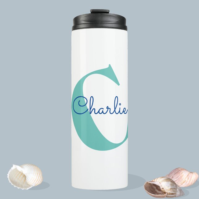 Monogrammname Moderne Typografie Thermosbecher (Von Creator hochgeladen)