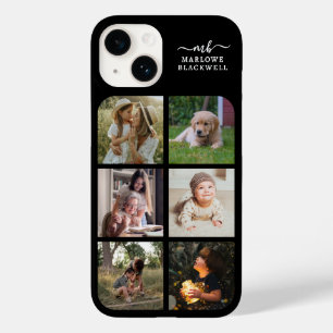 Monogrammname Schwarz-weiß 6 FotoCollage Case-Mate iPhone 14 Hülle