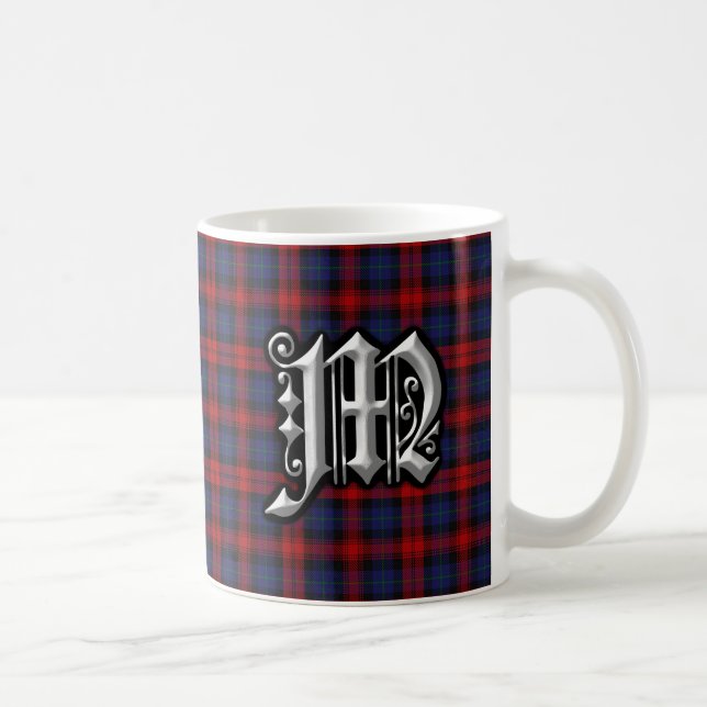Monogrammroter blauer Tartan Clan MacLachlan Tasse (Rechts)