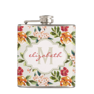 MonogrammVintager viktorianischer Watercolor mit Flachmann