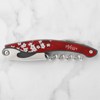 Monogrammwaage für rote und weiße Kirschblüten Kellnermesser