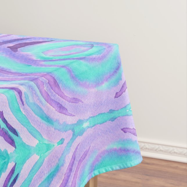 Monogrammwatercolor-lila Türkis-Strudel gemalt Tischdecke (Beispiel)