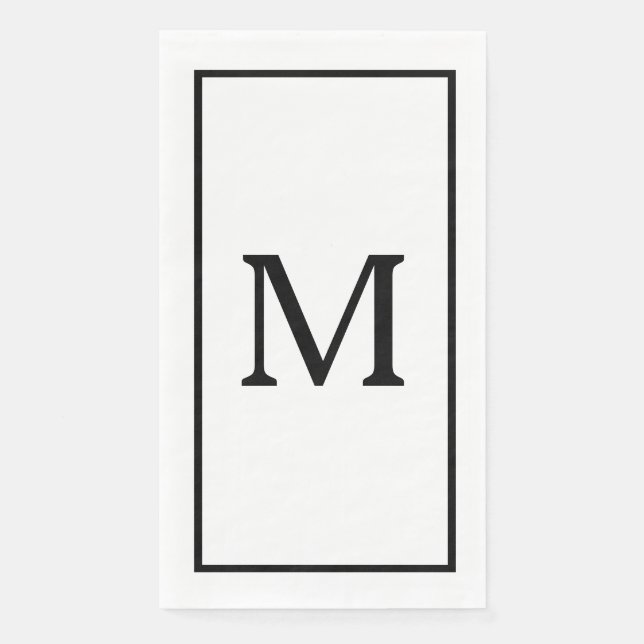 Monograms Name Wedding Bridal Shower Black White  Serviette (Vorderseite)