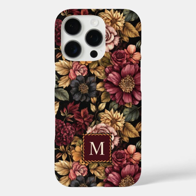 Monographie des Burgundy Floral Pattern Case-Mate iPhone Hülle (Rückseite)