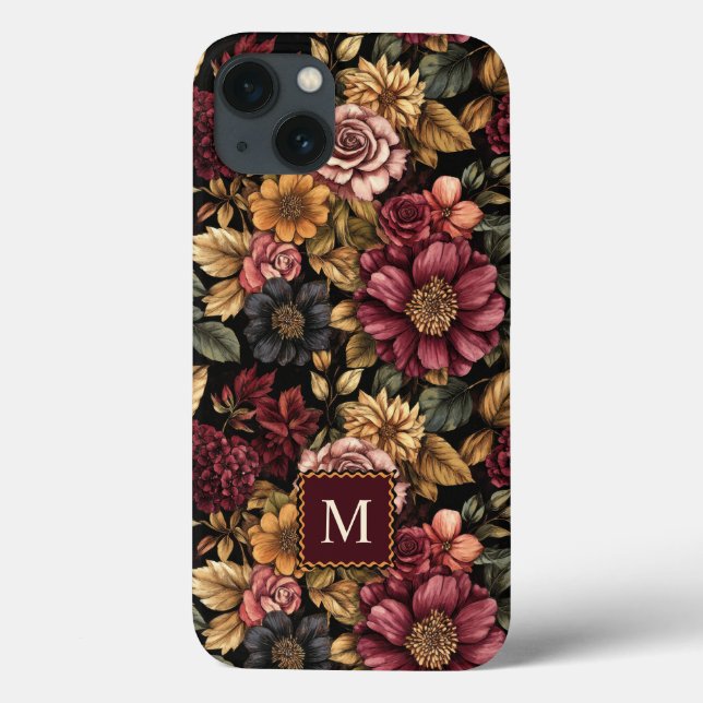 Monographie des Burgundy Floral Pattern Case-Mate iPhone Hülle (Rückseite)