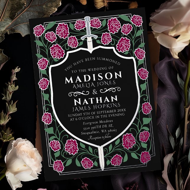 Monographie-Hochzeit der Burgunder-Schwertschild Folieneinladung (Von Creator hochgeladen)