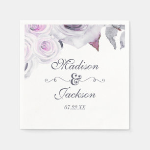 Monographie-Hochzeit von Lavendel & Gray Serviette