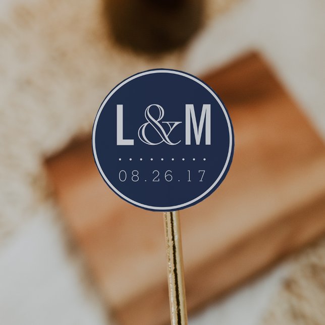 Monographie und Datum der Hochzeiten der modernen  Runder Aufkleber (Von Creator hochgeladen)