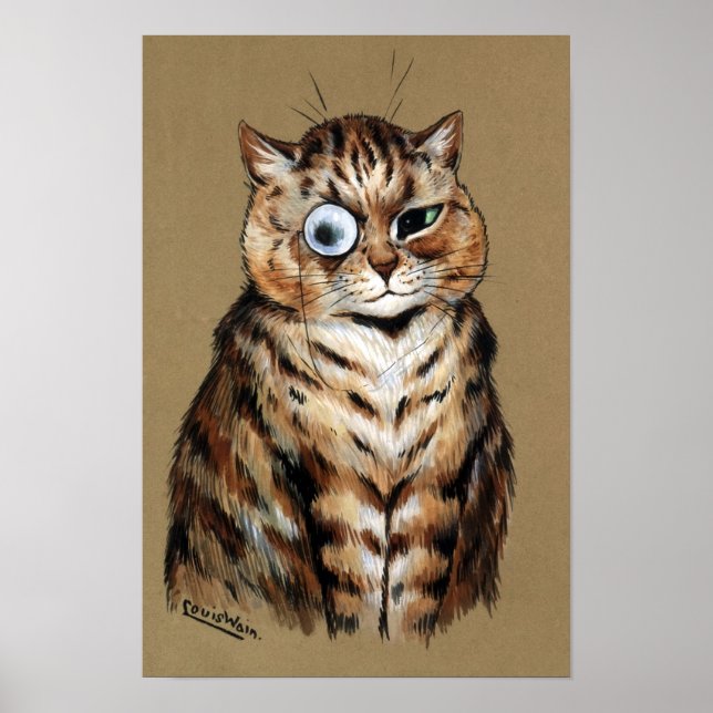 Monokelkatze, Louis Wain Poster (Vorne)