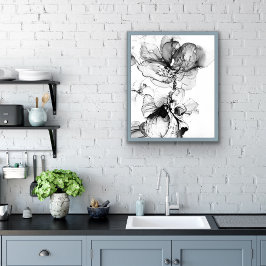 Monokrom blomma rechteckiger pappuntersetzer