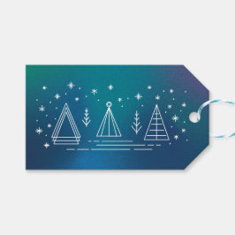 Monoline Christmas Trees Geschenkanhänger