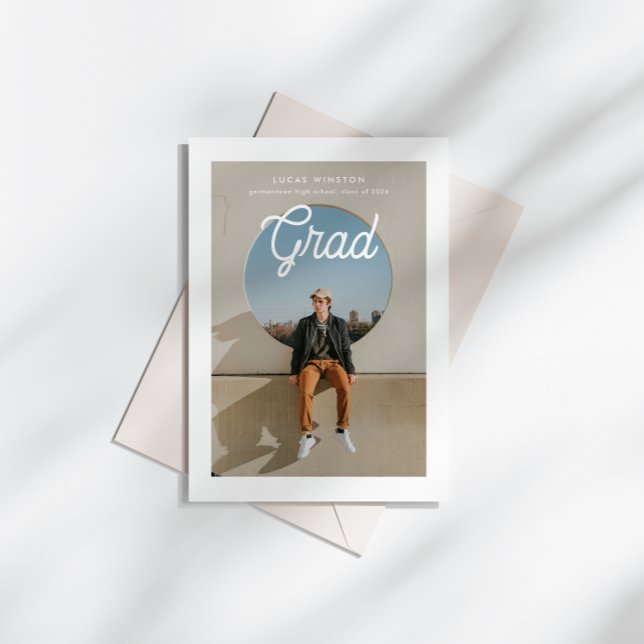 Monoline Script Photo Graduation Announcement Einladung (Von Creator hochgeladen)
