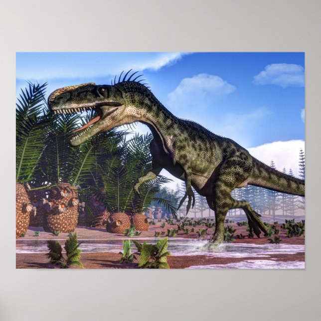 Monolophosaurus dinosaur - 3D rendern Poster (Vorne)