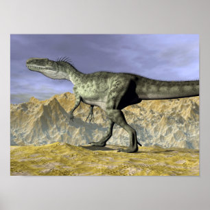 Monolophosaurus dinosaurier in der Wüste - 3D-Rend Poster