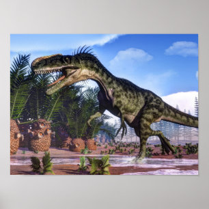Monolophosaurusdinosaurier - 3D übertragen Poster