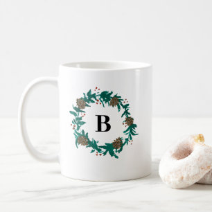 Monomgramm Weihnachtskronenmalerei Kaffeetasse