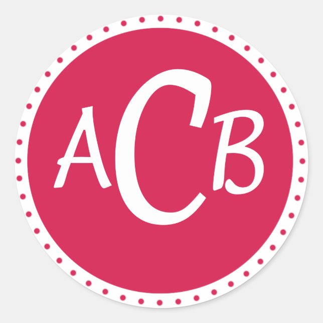 Monongram - Kreis - rosa Runder Aufkleber (Vorderseite)