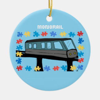 Monorail train neurodiverse autism puzzle keramik ornament