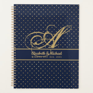 Monorgam Navy Blue Gold Punkt Newlyweds Wedding Planer