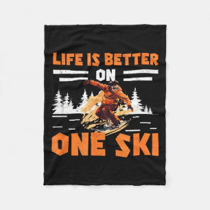 Monoskiing Leben ist besser auf einem Ski lustiger Fleecedecke