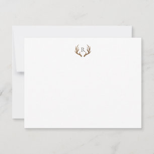 Monotgramm-Karte für rustikale Antler Dankeskarte