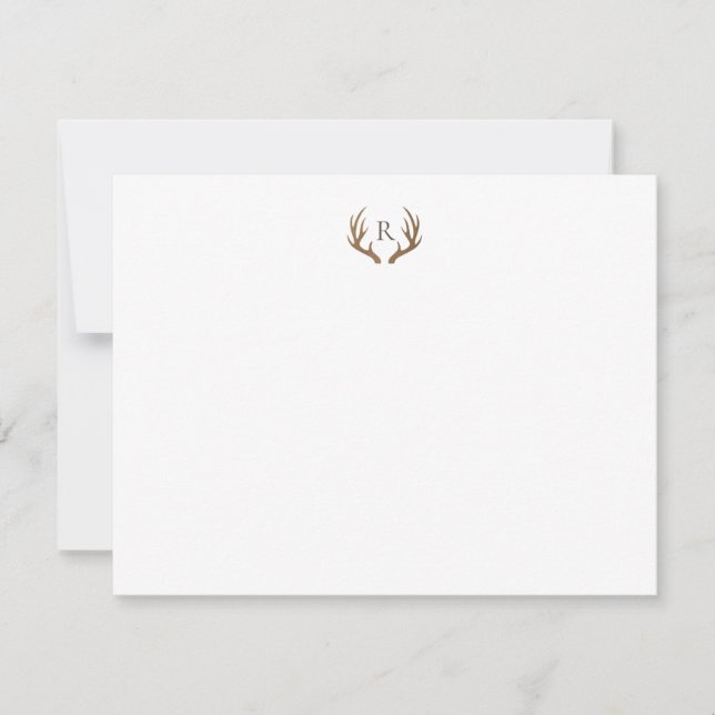 Monotgramm-Karte für rustikale Antler Dankeskarte (Vorderseite)