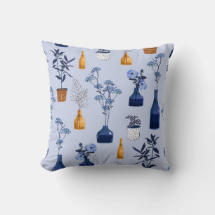 Monoton der modernen Blume und Vase, Topf mit Bot Kissen