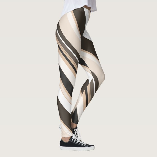 Monoton - Zeitgenössische Diagonalstreifen Leggings (Rechts)