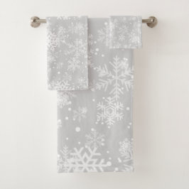 Monotone-Badetücher, Schneeflockendesign, graue Wa Badhandtuch Set