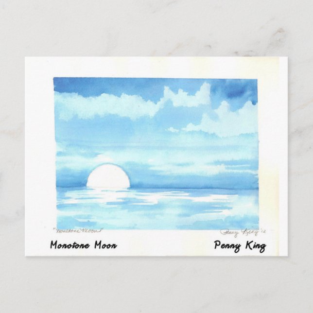 Monotone Moon Original Aquarellmalerei Postkarte (Vorderseite)