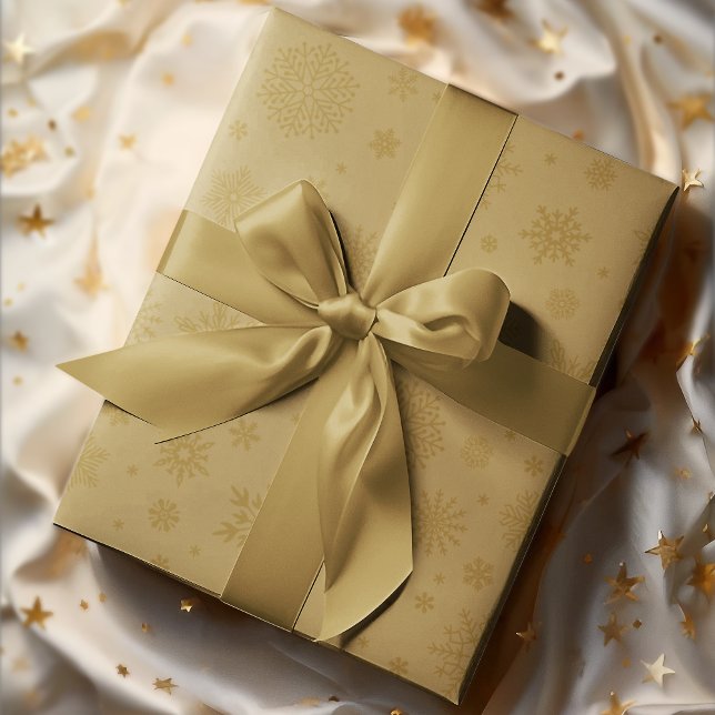Monotone Winter Snowflake Gold Geschenkpapier (Von Creator hochgeladen)