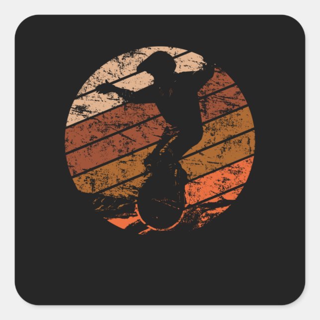 Monowheel Vintag Sunset EUC Retro Quadratischer Aufkleber (Vorderseite)