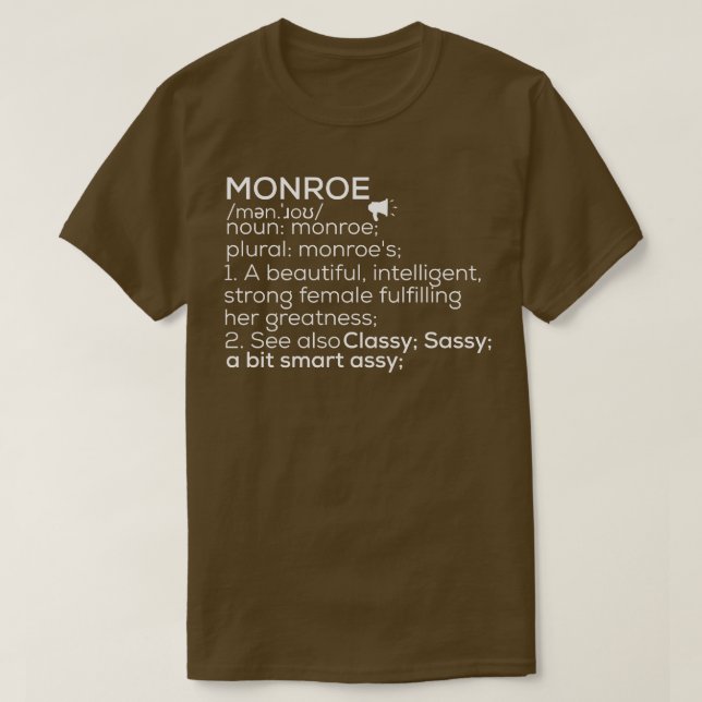 Monroe Name Monroe Definition Monroe Weibliche Bez T-Shirt (Design vorne)