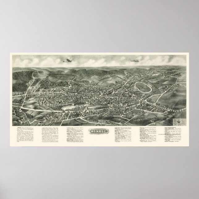 Monroe, NY Panoramic Map - 1923 Poster (Vorne)