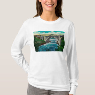 Monroe-Straßen-Brücke und Fälle auf Spokane-Fluss T-Shirt