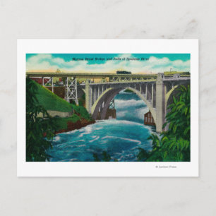 Monroe Street Bridge and Falls on Spokane River Postkarte