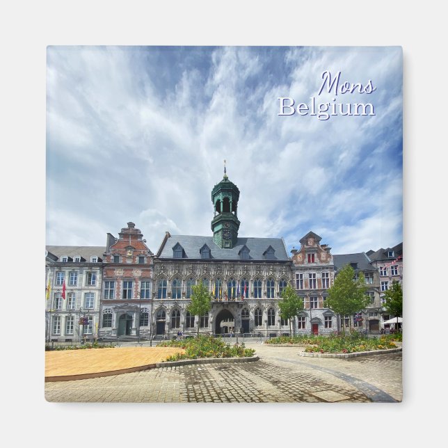 Mons or Bergen ancient city in Belgium travel Magnet (Vorne)
