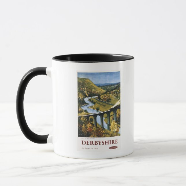 Monsal Dale, Zug und Viadukt Britische Eisenbahn Tasse (Links)