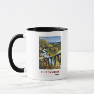 Monsal Dale, Zug und Viadukt Britische Eisenbahn Tasse