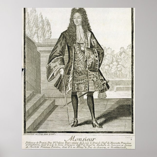 "Monsieur", ansonsten Philip Duc d'Orleans, Franc Poster (Vorne)