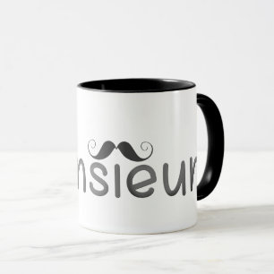 MONSIEUR Fun Französisches Zitat & Mustache Tasse