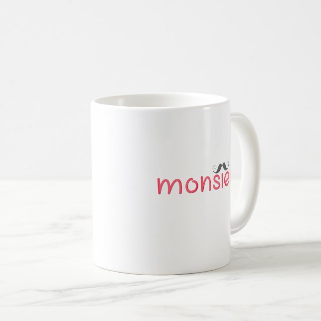 MONSIEUR Fun French Quote & Mustache - Red Kaffeetasse (VorderseiteRechts)