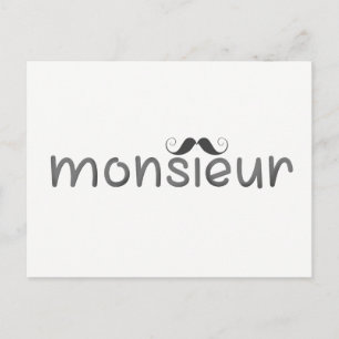 MONSIEUR - Fun Typografy w Mustache Postcard Postkarte