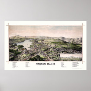 Monson, ICH panoramische Karte - 1889 Poster