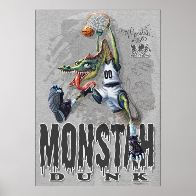 Monstah Dunk Dinosaur Basketball Poster (Vorne)