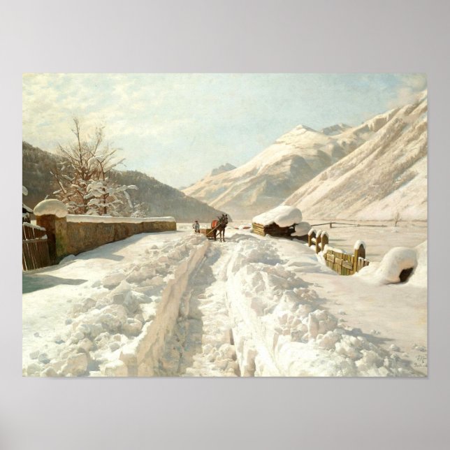 Monsted - Winter in Ponte-Campovasto, Schweiz Poster (Vorne)