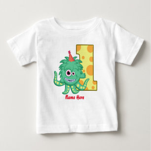 Monster-1. Geburtstags-Gewohnheit Baby T-shirt